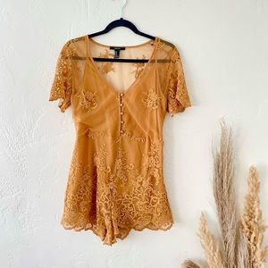 Forever 21 Gold Lace Romper